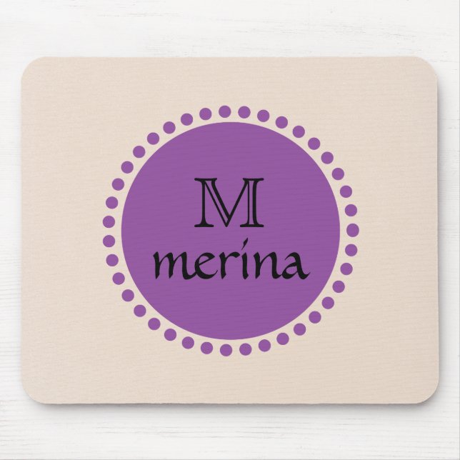 Monogram Purple Gold Circle Mouse Pad (Front)