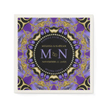 Monogram Purple Gold Diamond Lace Unique Wedding