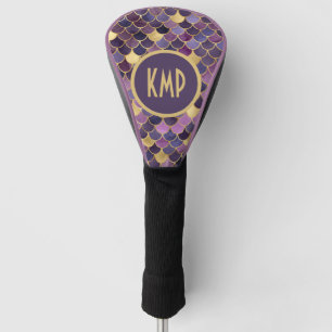 Monogram Purple Gold Mermaid Scales Golf Head Cover