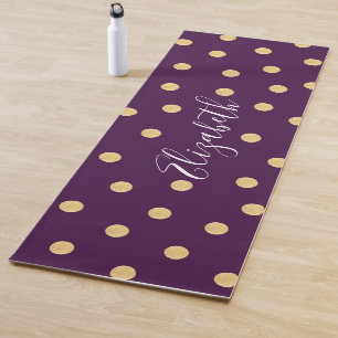 Monogram Purple Gold Polka Dot Pattern Yoga Mat