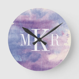 Monogram Purple Haze II Round Clock