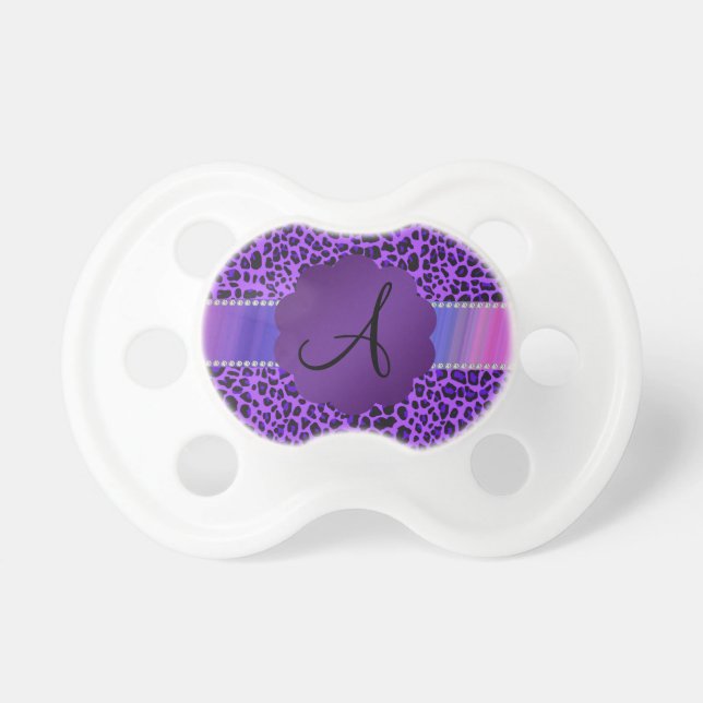 Monogram purple leopard pattern pacifier (Front)