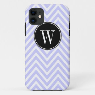 Monogram Purple Lilac Chevron Zig Zag Pattern iPhone 11 Case
