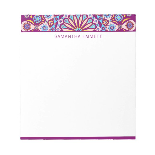 Monogram Purple Mandala Colourful Notepad (Front)