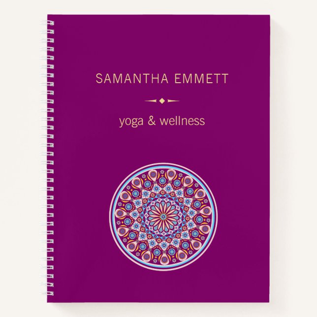 Monogram Purple Mandala Colourful Spiral Notebook (Front)