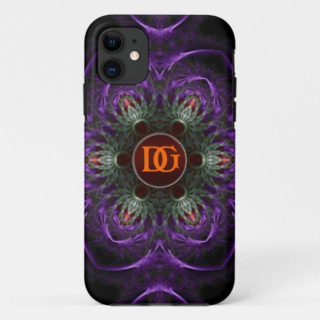 Monogram Purple Medieval Floral iPhone 5 Case-Mate iPhone Case (Back)