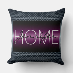 Monogram Purple Metallic Holes Metal Look #2 Throw Pillow
