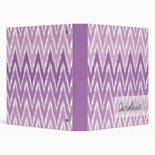 Monogram Purple Ombre Ikat Chevron Zig Zag Pattern Binder