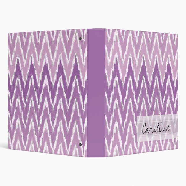 Monogram Purple Ombre Ikat Chevron Zig Zag Pattern Binder (Background)