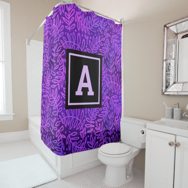 Monogram purple ombre leaf pattern bold modern (In Situ)