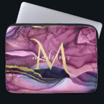 Monogram Purple Pink and Gold Agate Geode Laptop Sleeve<br><div class="desc">Monogram Purple Pink and Gold Agate Geode Design . The templates have been set up ready to customize and personalize . If you would like to change the colour or style of the text click the customize further at the end of the template .</div>