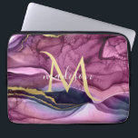 Monogram Purple Pink and Gold Agate Geode Laptop Sleeve<br><div class="desc">Monogram Purple Pink and Gold Agate Geode Design . The templates have been set up ready to customize and personalize . If you would like to change the colour or style of the text click the customize further at the end of the template .</div>