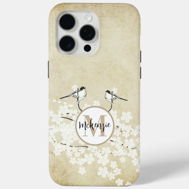 Monogram Purple Pink Cherry Blossoms iPhone case (Back)