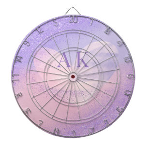 Monogram Purple Pink Gradient Heart Dartboard