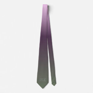 Monogram Purple Plum Green Ombre Faded Tie