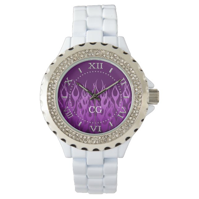 Monogram Purple Racing Flames Watch (Front)