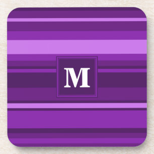 Monogram purple stripes coaster