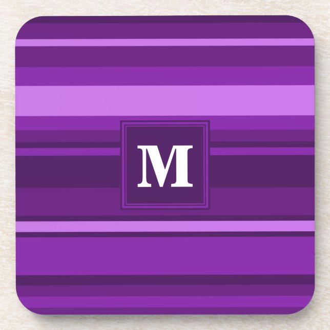Monogram purple stripes coaster (Front)