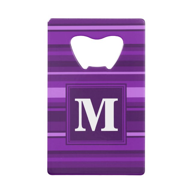 Monogram purple stripes credit card bottle opener (Front)