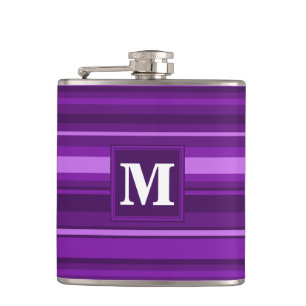 Monogram purple stripes hip flask