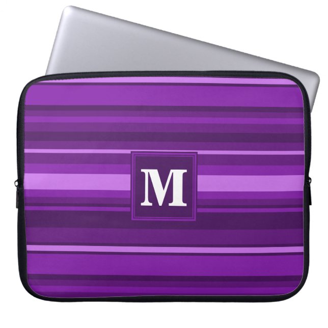 Monogram purple stripes laptop sleeve (Front)