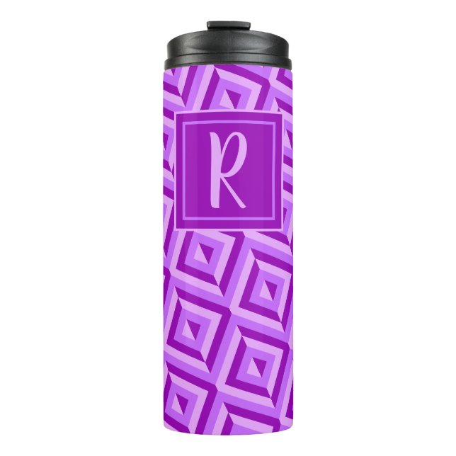 Monogram Purple Three-Tone Diamond Pattern Thermal Tumbler (Front)