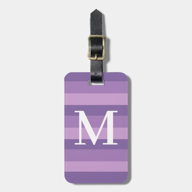 Monogram Purple Tritone  Striped Luggage Tag (Front Vertical)