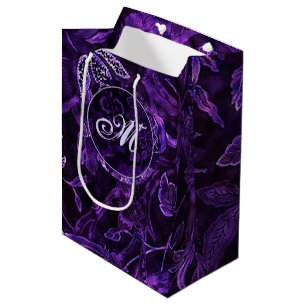 Monogram Purple Vintage Floral GIft Bag