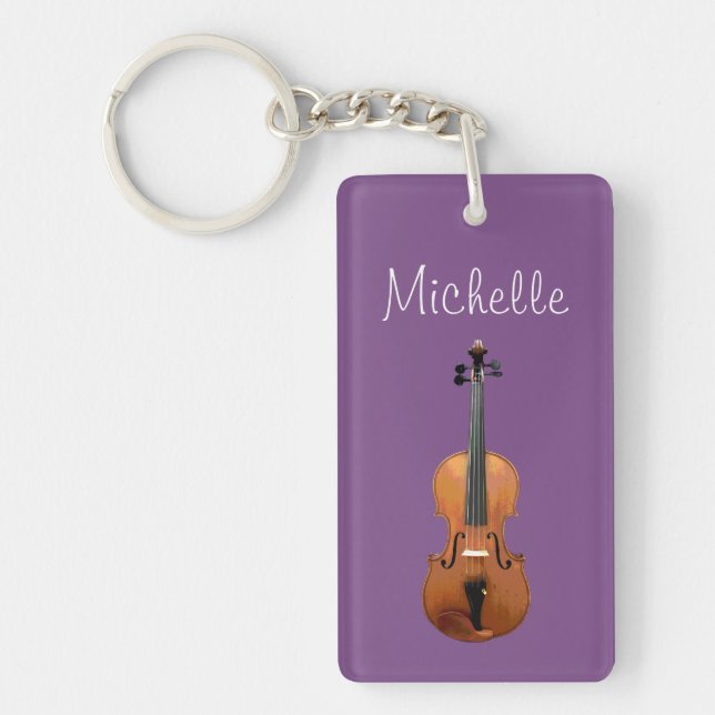 Monogram Purple Violin Music Keychain (Front)