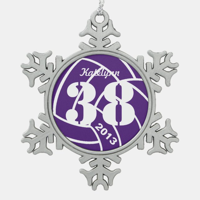 Monogram Purple Volleyball Ornament (Front)