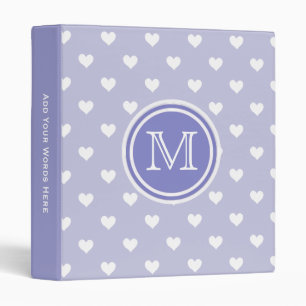 Monogram: Purple White Heart Chevron Binder