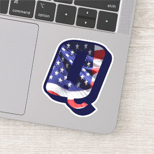 Monogram Q American Flag Letter Q Initial USA
