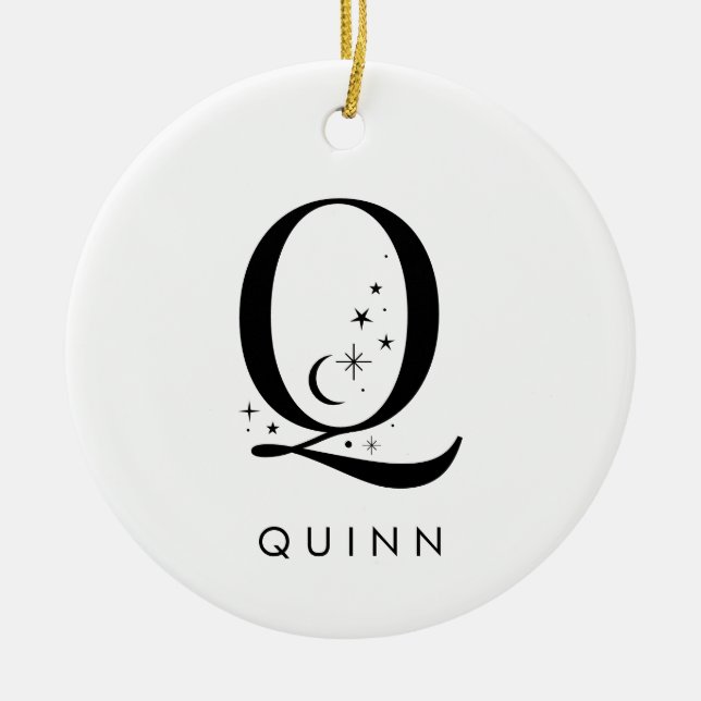 Monogram Q Celestial Name  Ceramic Ornament (Front)