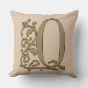 Monogram Q Creamy Mocha, Family, Wedding Birthday Throw Pillow