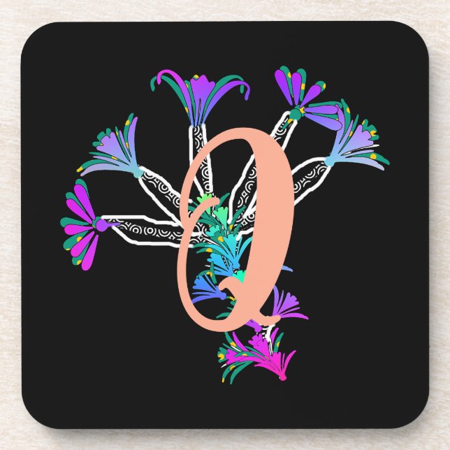 Monogram Q Initial  Beverage Coaster (Front)