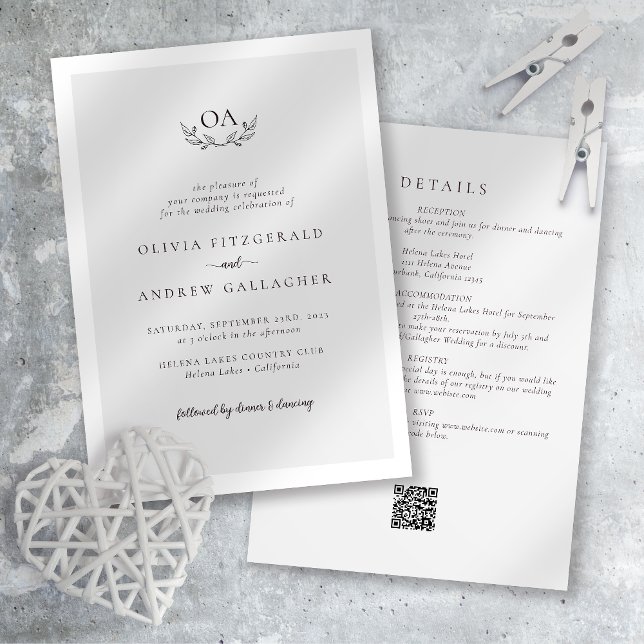 Monogram QR Code All in One Wedding Invitation (Creator Uploaded)