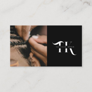 monogram qr code braid stylist photo business card