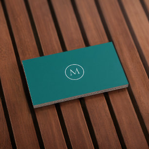 Monogram Qr Code Dark Cyan Business Card