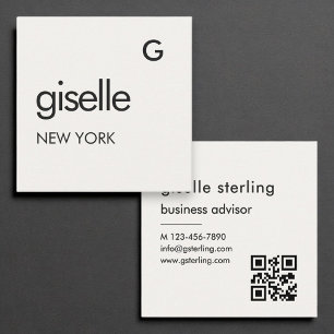 Monogram QR Code Luxury Elegant Minimalist Square Business Card