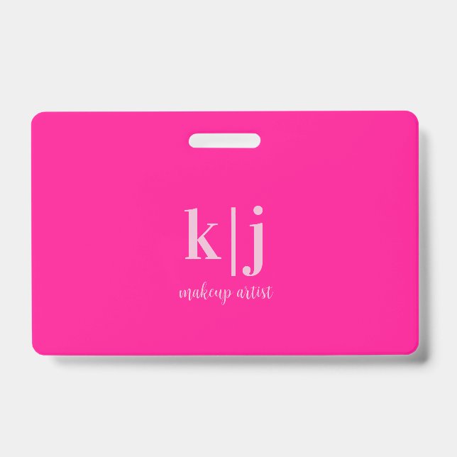 Monogram QR Code Makeup Artist ID Badge (Front)