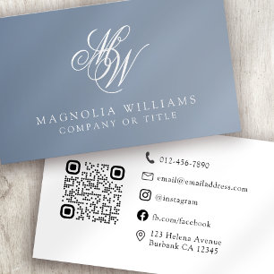 Monogram QR Code Minimalist Public Notary Business Card