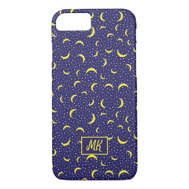 Monogram Quarter Moons Stars Blue Sky Case-Mate iPhone Case (Back)