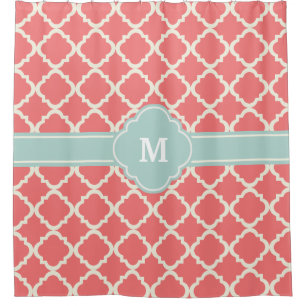 Monogram Quatrefoil Coral Mint Pattern