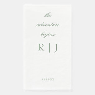 Monogram Quote Script Text Sage Green Wedding Napkin