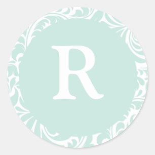 Monogram R Dusty Aqua Custom Seals Stickers For We