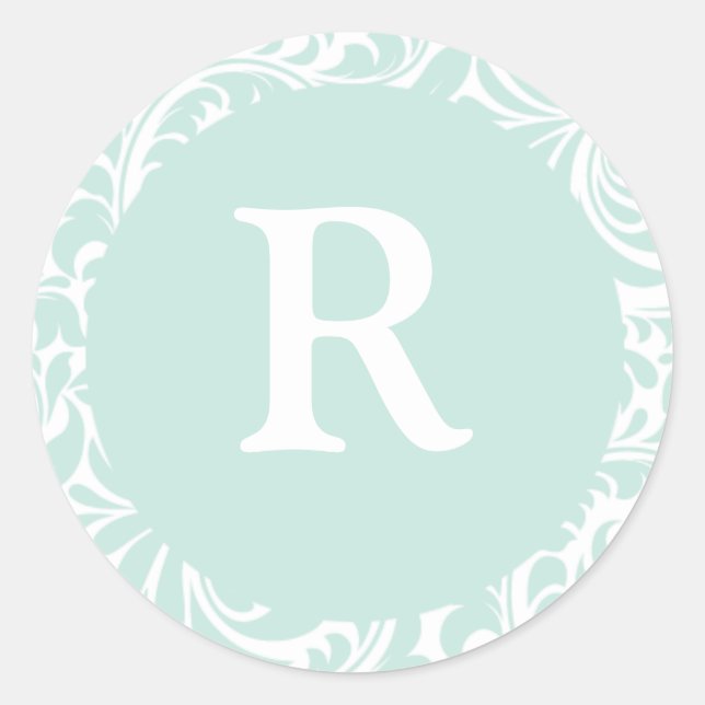 Monogram R Dusty Aqua Custom Seals Stickers For We (Front)