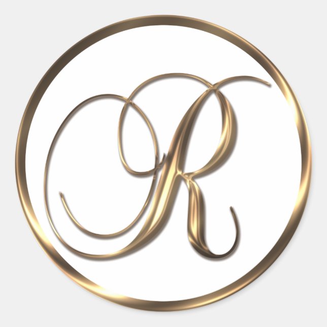 Monogram R Faux Bronze Classic Round Sticker (Front)