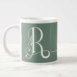 Monogram R in Beautiful Scroll Typography Large Coffee Mug