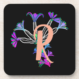 Monogram R Initial  Beverage Coaster