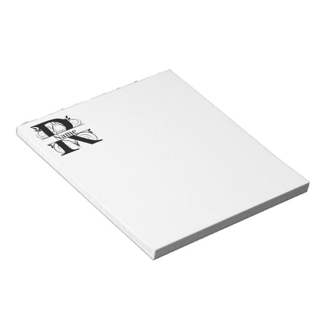 Monogram R Initial Stationary Desk Notepad (Angled)
